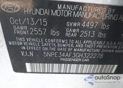 2016 Hyundai Sonata Limited from USA, damaged, VIN 5NPE34AF3GH322278